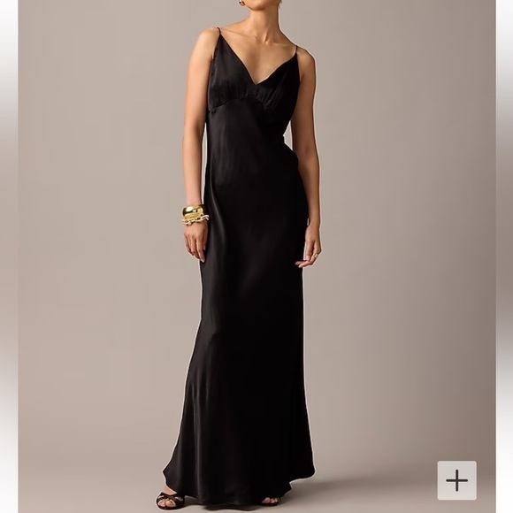 J crew  Collection full-length V-neck slip dress in luster crepe - Picture 1 of 6